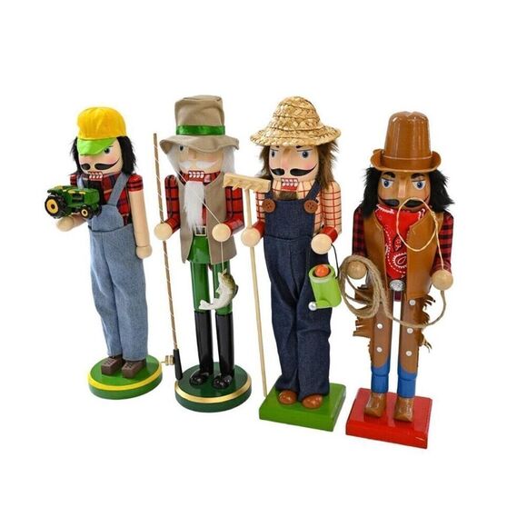 Farmer Nutcracker Western Green Tractor Figure Christmas Casual Home Decor New - Picture 6 of 8